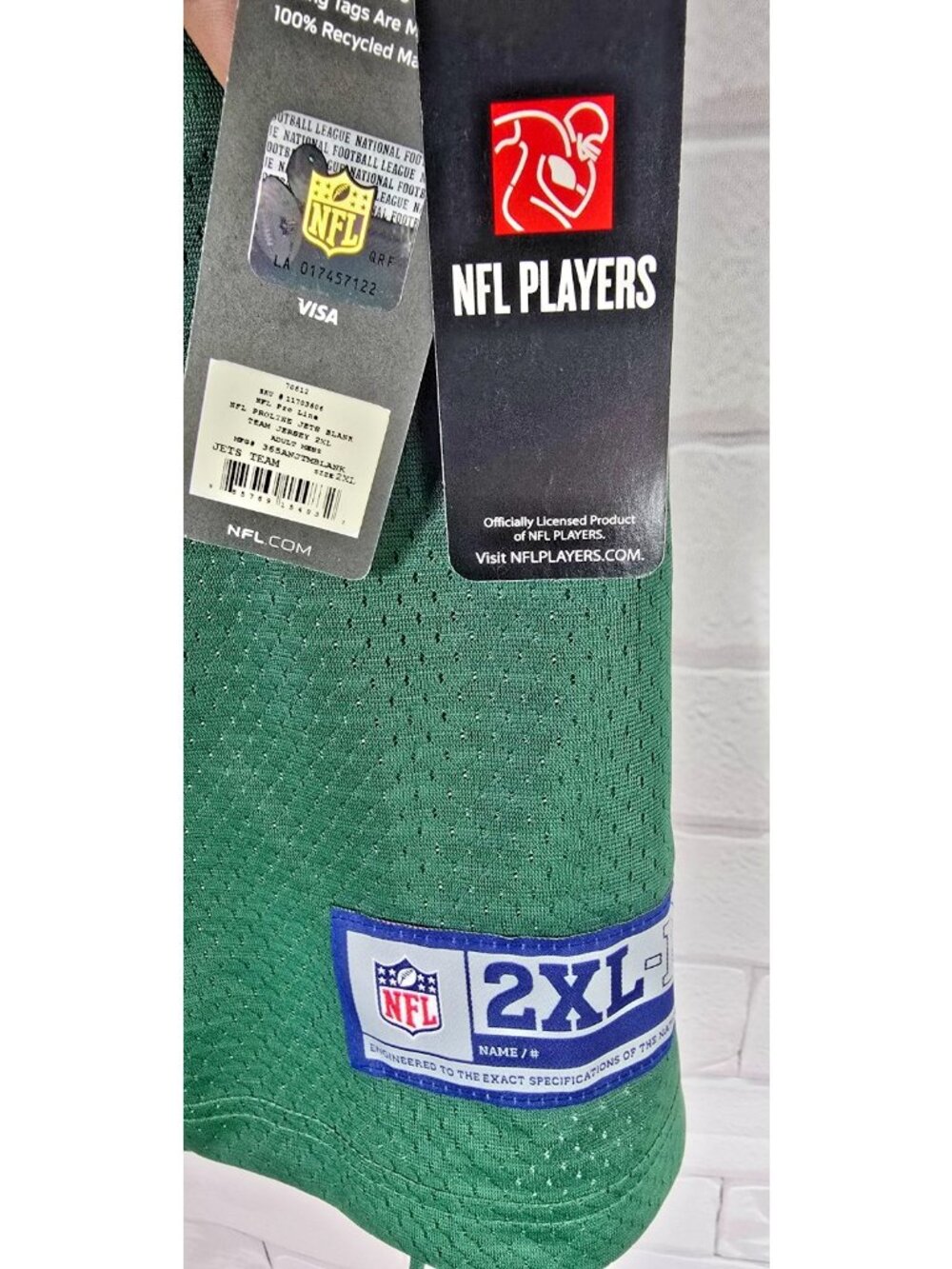 New York Jets - Men's NFL Pro Line Blank Football Jersey 2XL XXL NEW w/ Tags - Picture 4 of 4